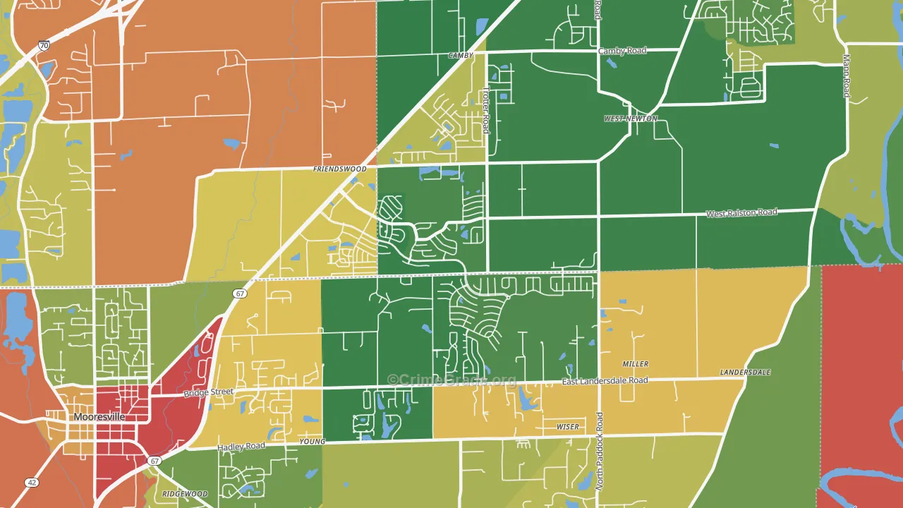 Camby, IN Map of Theft Rates
