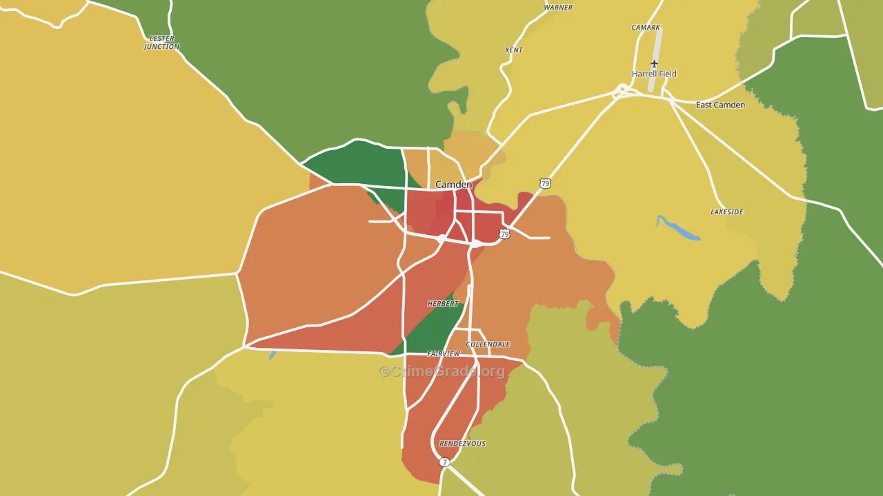 Camden, AR Map of Theft Rates