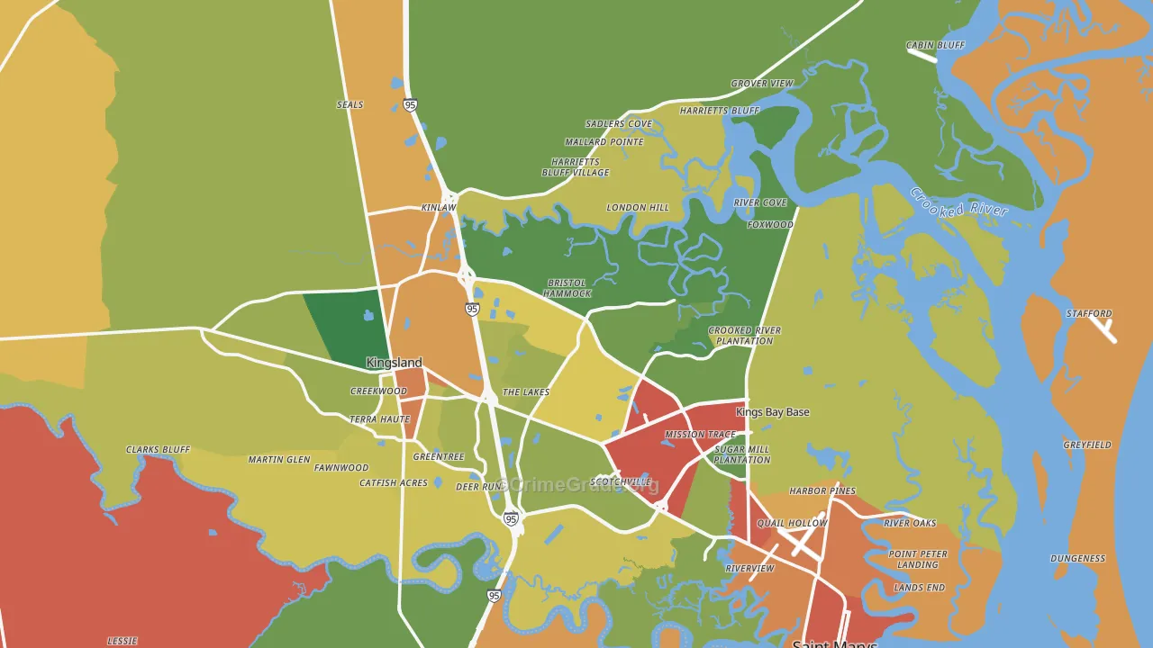 Camden County, GA Map of Theft Rates
