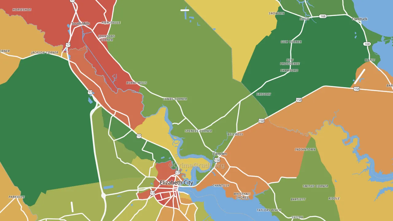 Camden County, NC Map of Theft Rates