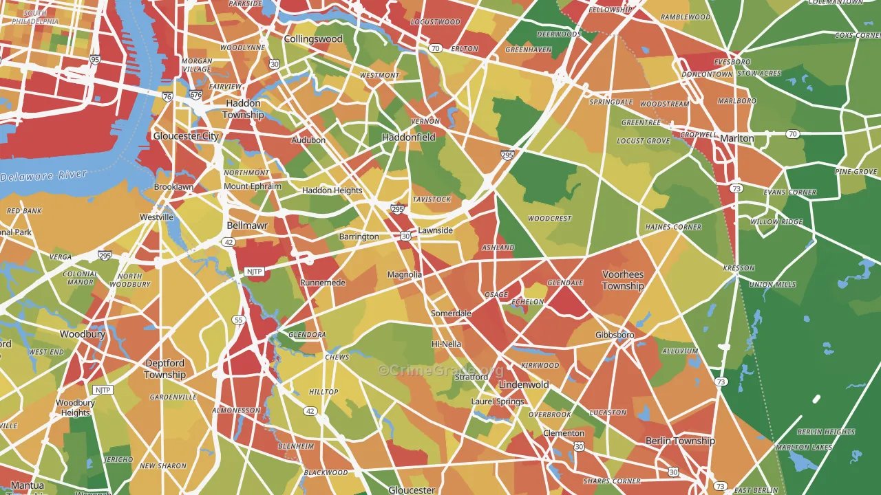 Camden County, NJ Map of Theft Rates