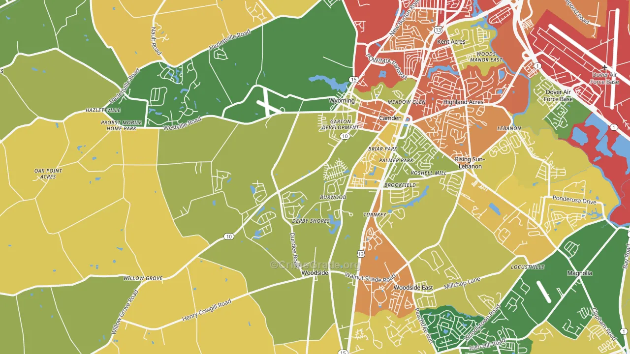 Camden, DE Map of Theft Rates