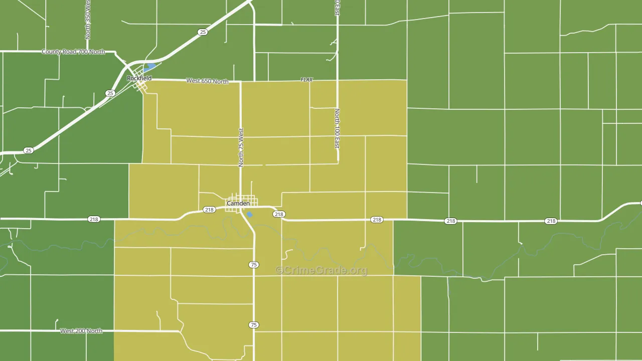 Camden, IN Map of Theft Rates