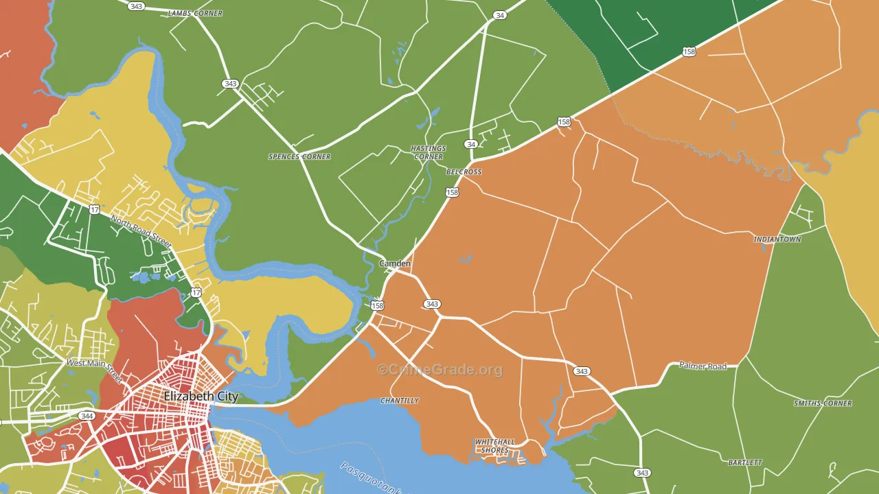 Camden, NC Map of Theft Rates