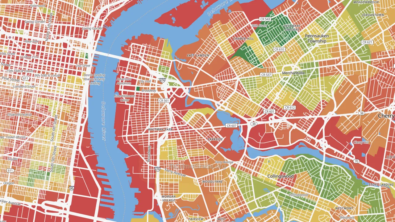 Camden, NJ Map of Theft Rates