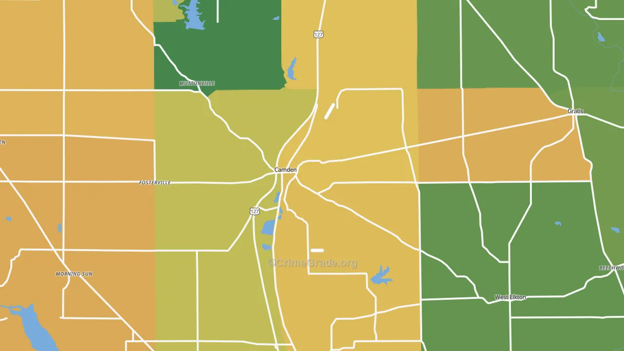 Camden, OH Map of Theft Rates