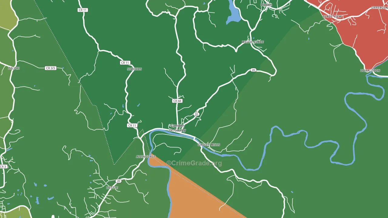 Camden-on-Gauley, WV Map of Theft Rates