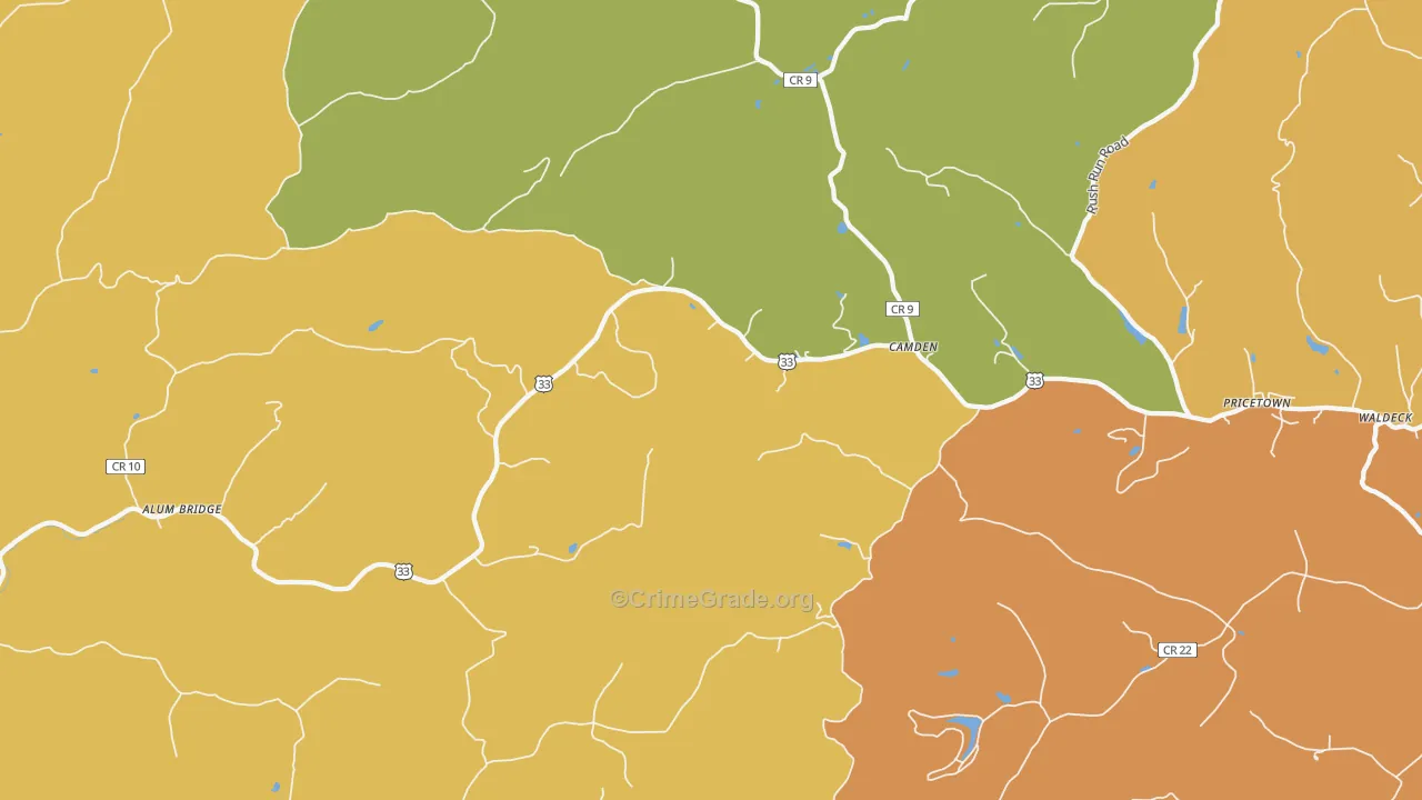 Camden, WV Map of Theft Rates