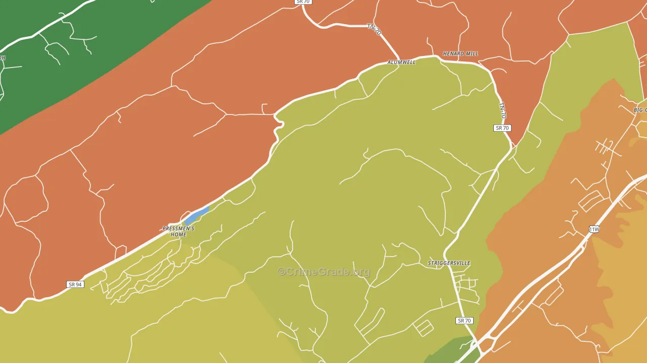 Camelot, TN Map of Theft Rates