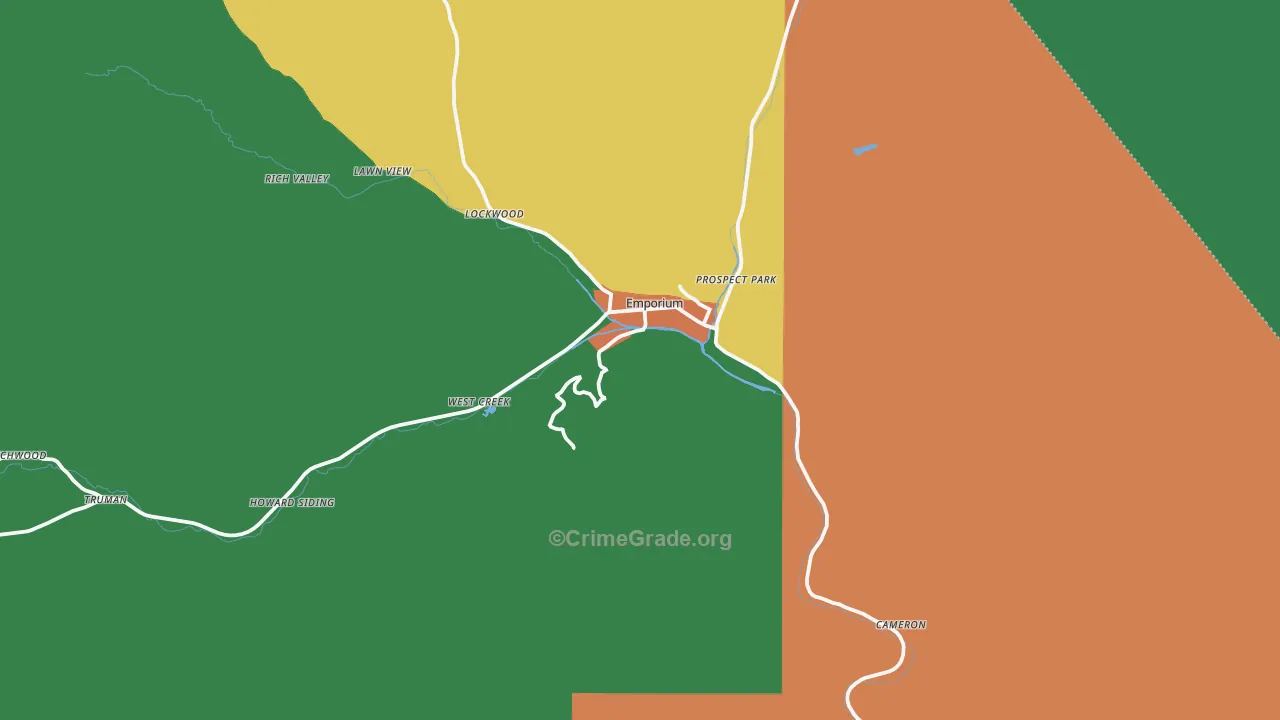 Cameron County, PA Map of Theft Rates