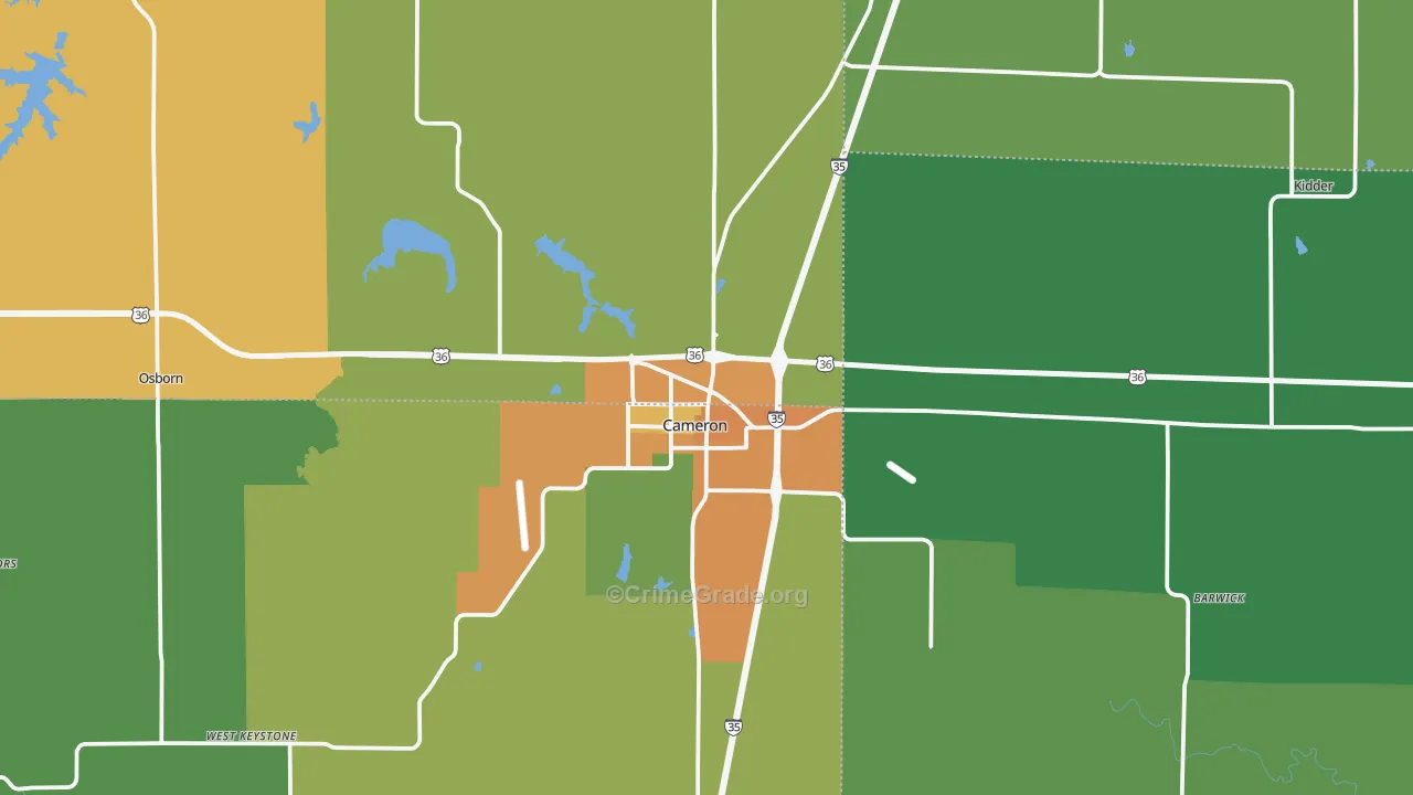 Cameron, MO Map of Theft Rates