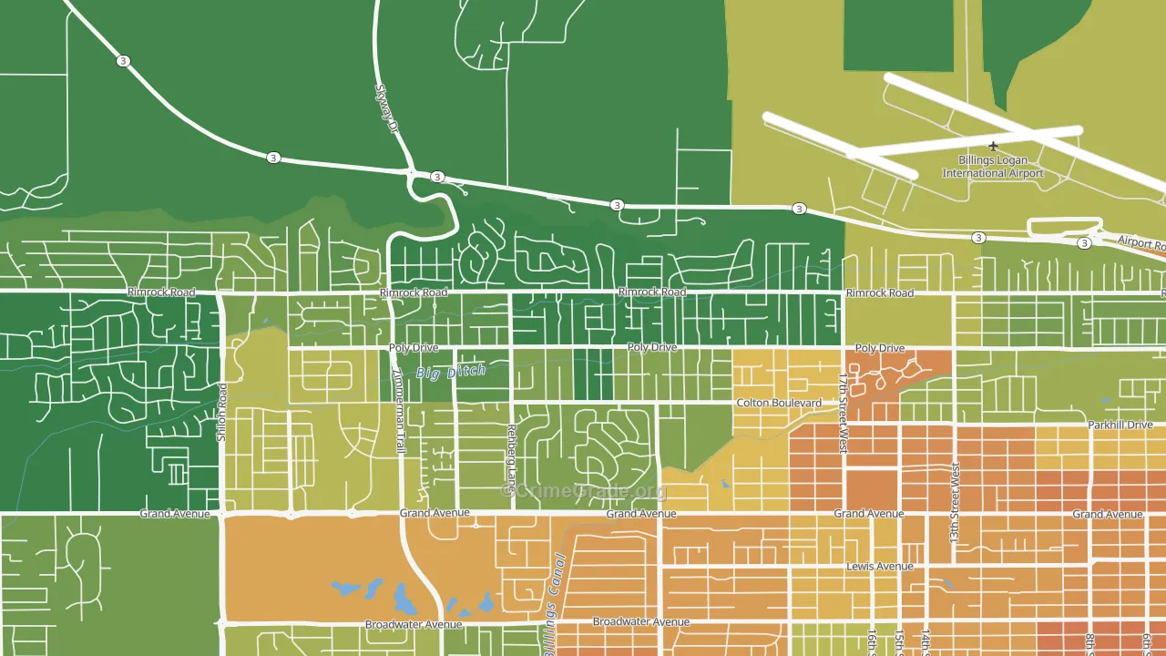 Cameron Park, Billings, MT Map of Theft Rates
