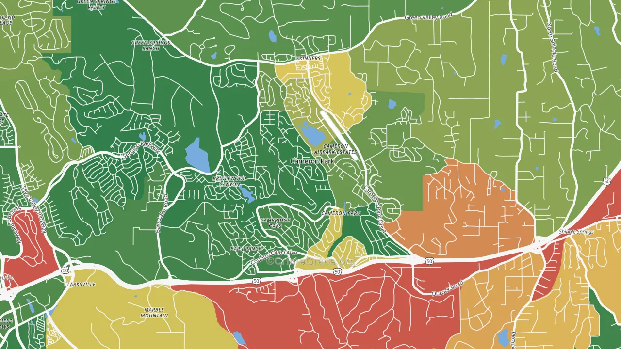 Cameron Park, CA Map of Theft Rates
