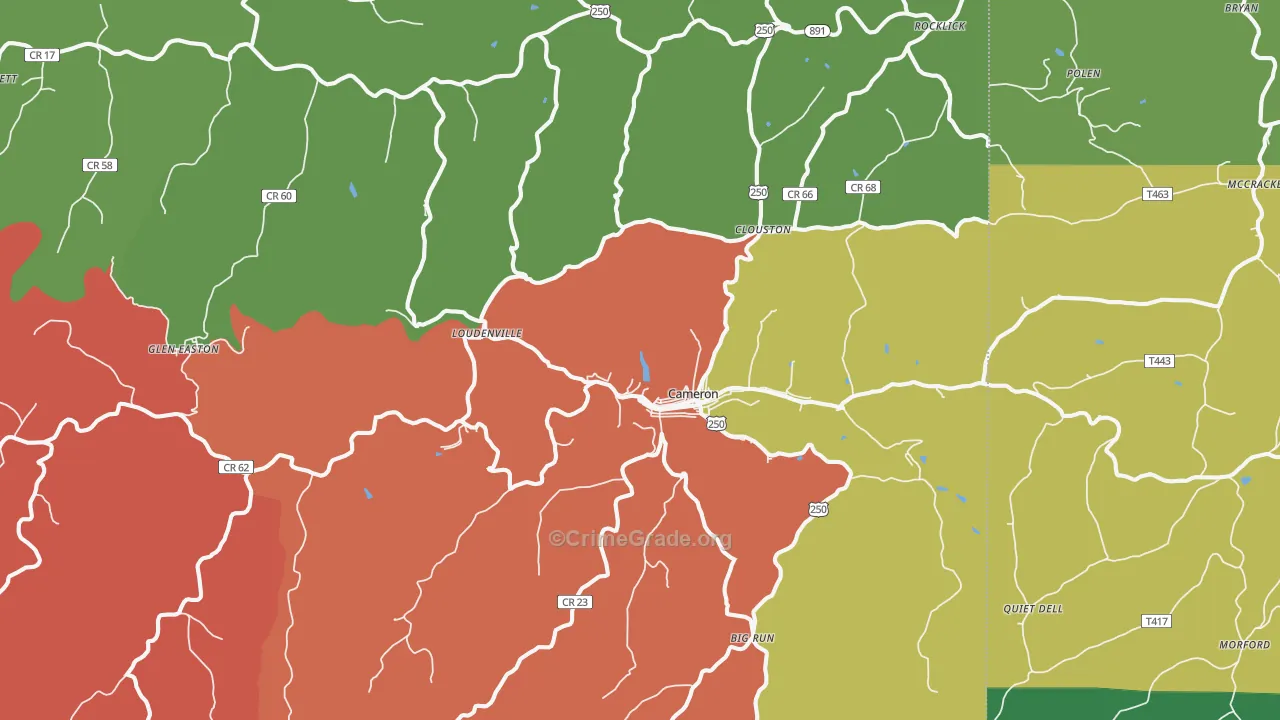 Cameron, WV Map of Theft Rates