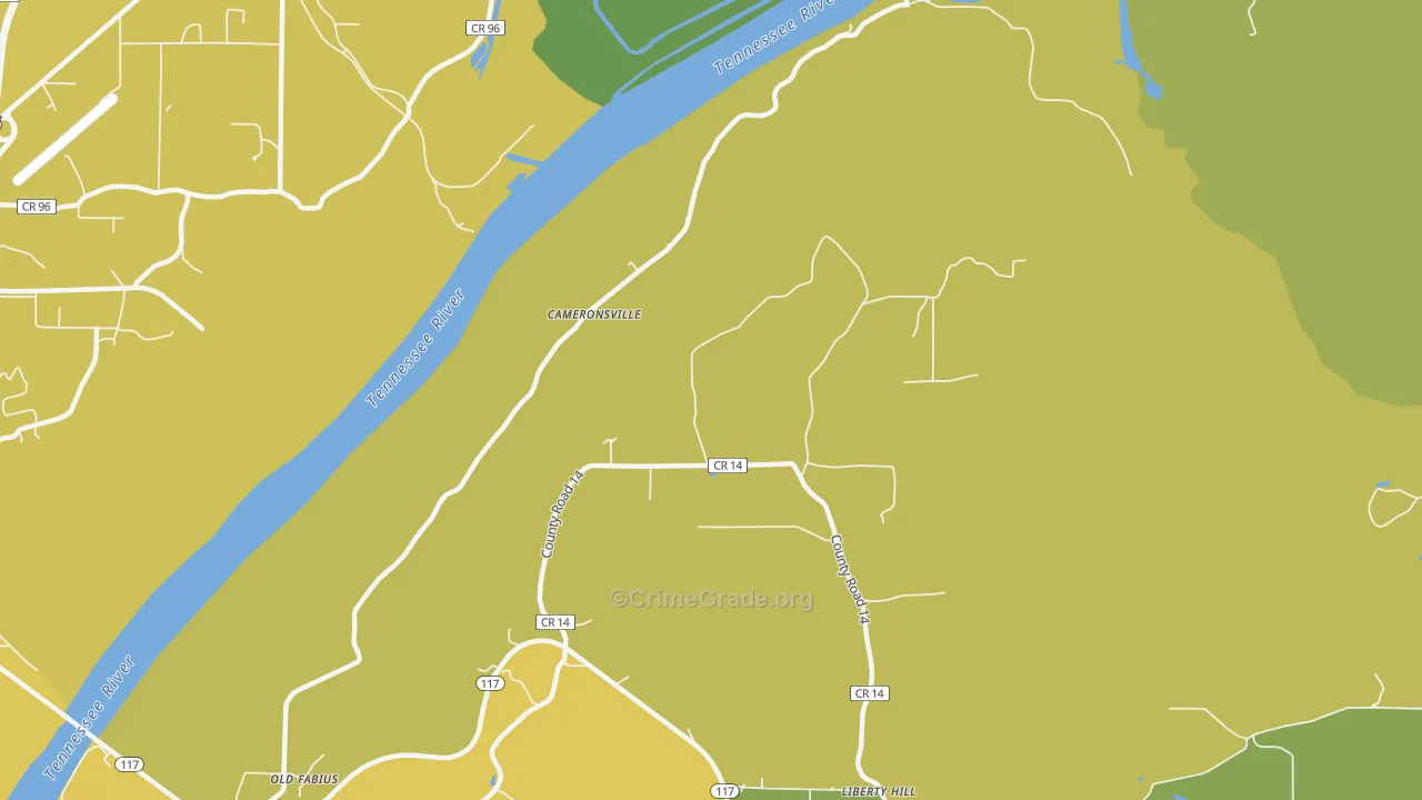 Cameronsville, AL Map of Theft Rates