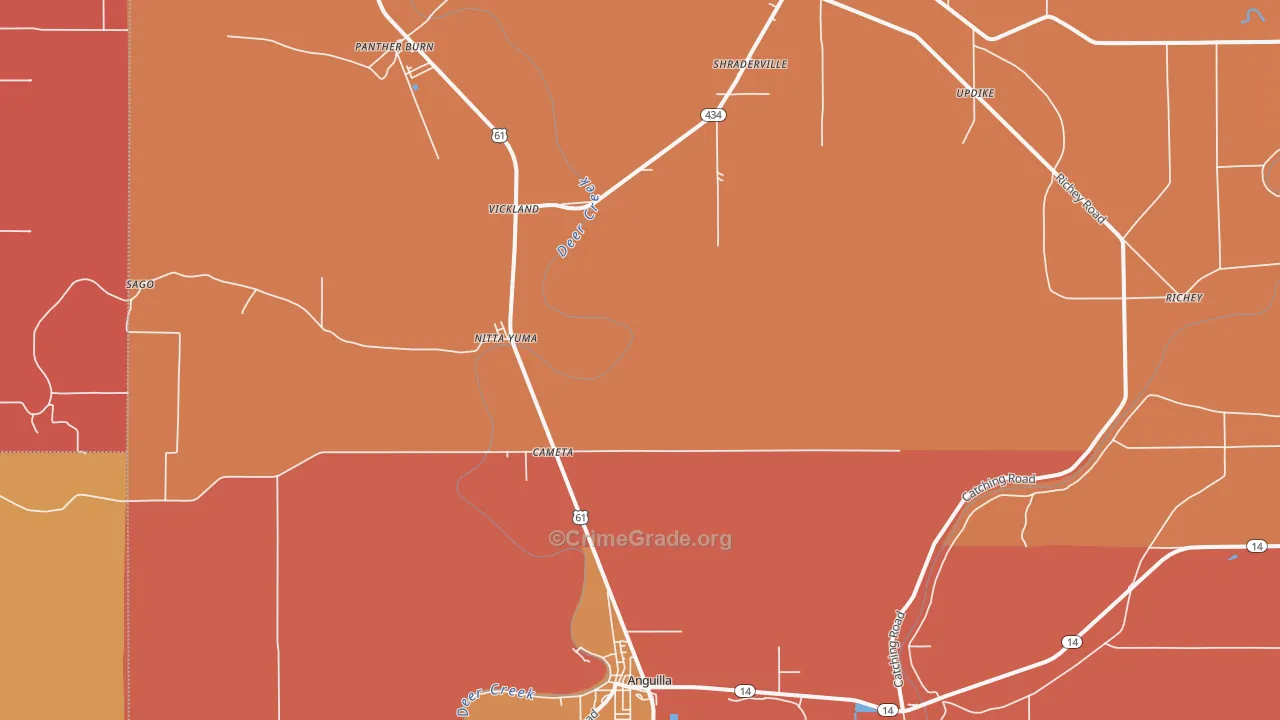 Cameta, MS Map of Theft Rates