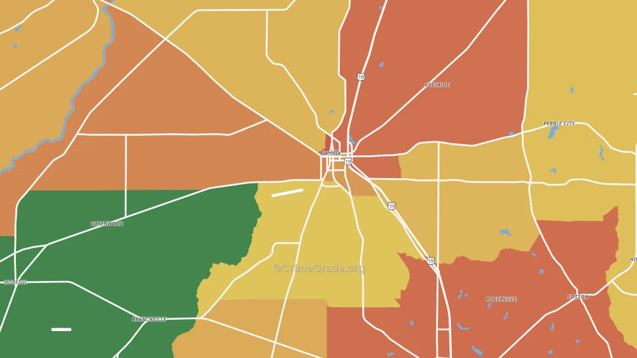 Camilla, GA Map of Theft Rates
