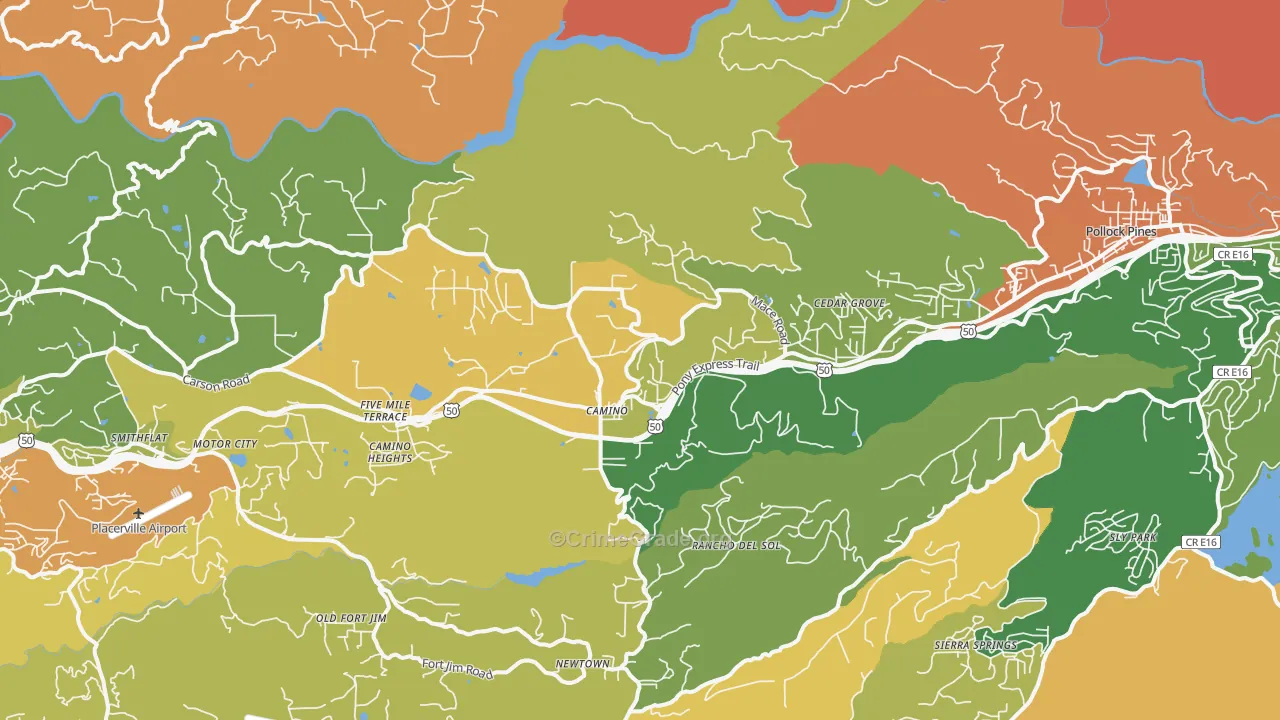 Camino, CA Map of Theft Rates