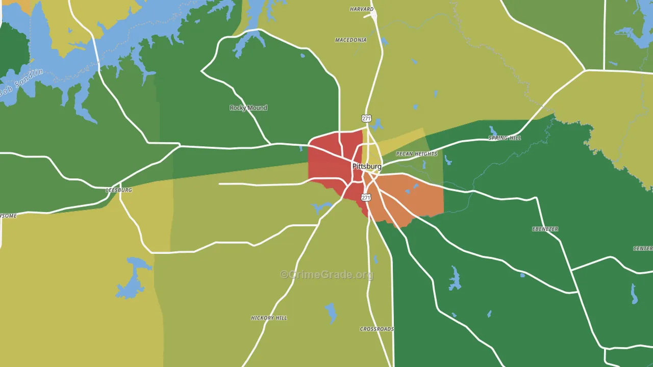 Camp County, TX Map of Theft Rates