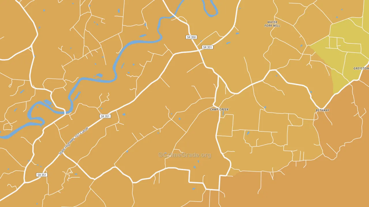 Camp Creek, TN Map of Theft Rates