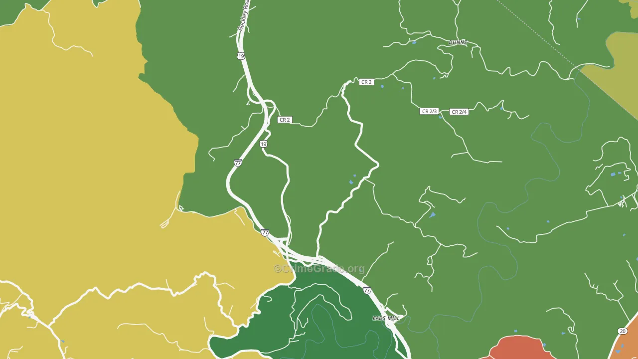 Camp Creek, WV Map of Theft Rates