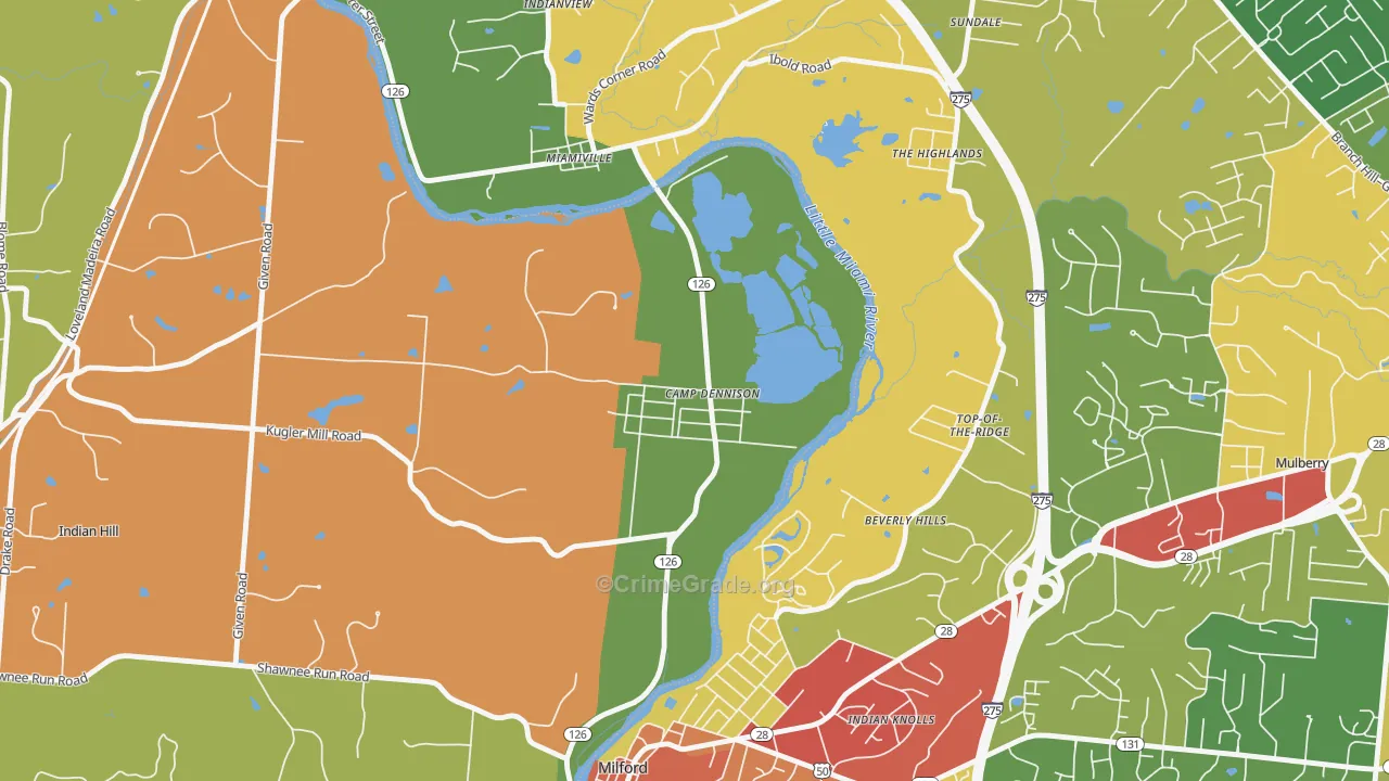 Camp Dennison, OH Map of Theft Rates
