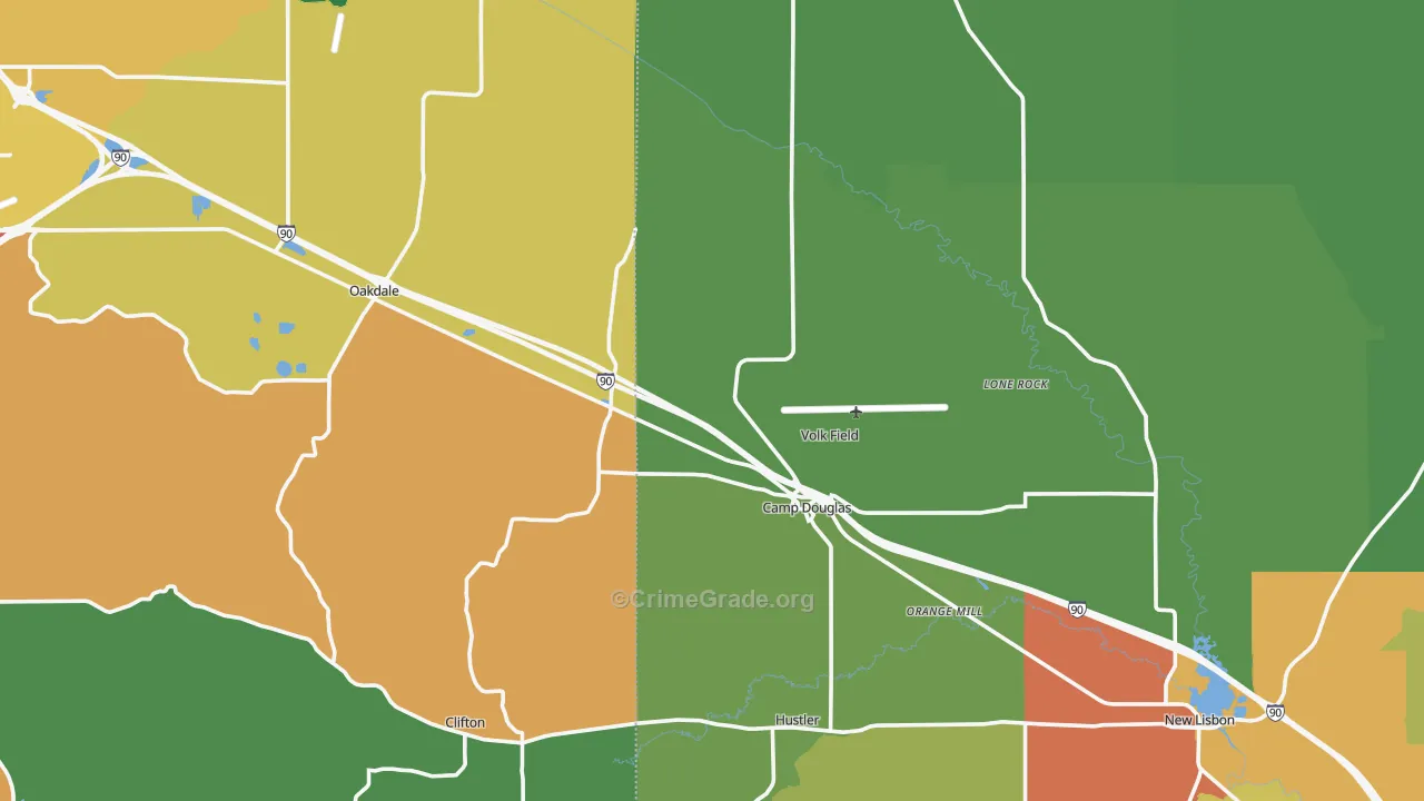 Camp Douglas, WI Map of Theft Rates