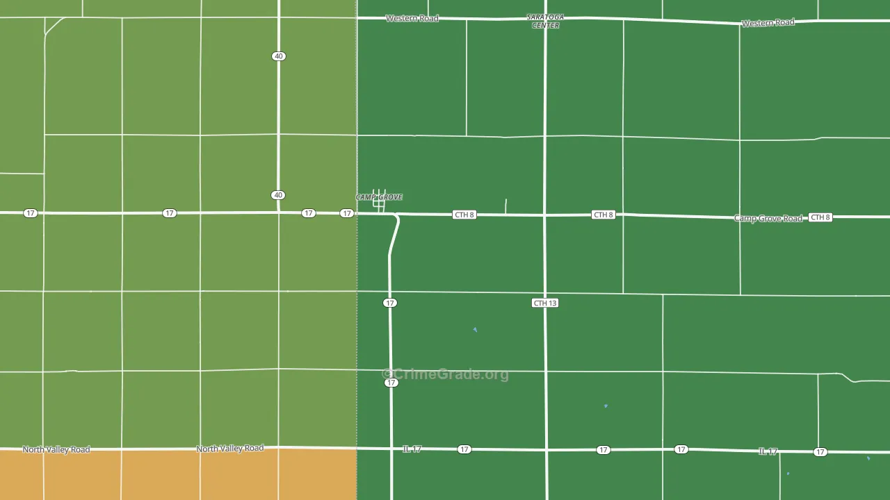 Camp Grove, IL Map of Theft Rates