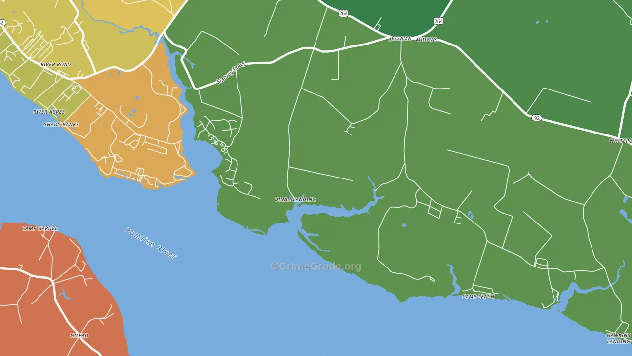 Camp Leach, NC Map of Theft Rates