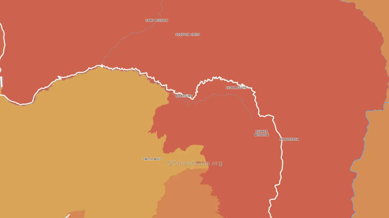 Camp Nelson, CA Map of Theft Rates