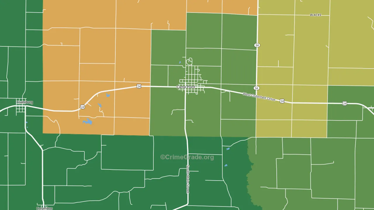 Camp Point, IL Map of Theft Rates