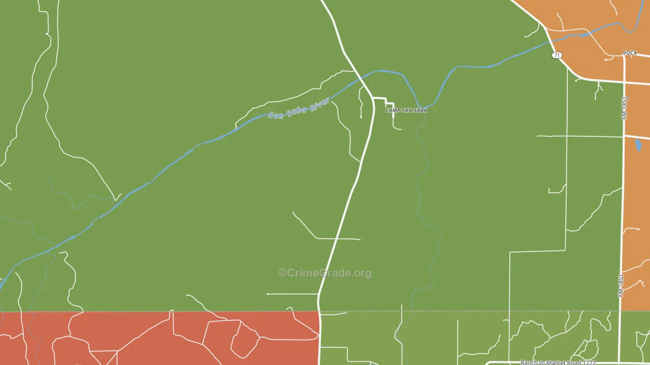 Camp San Saba, TX Map of Theft Rates