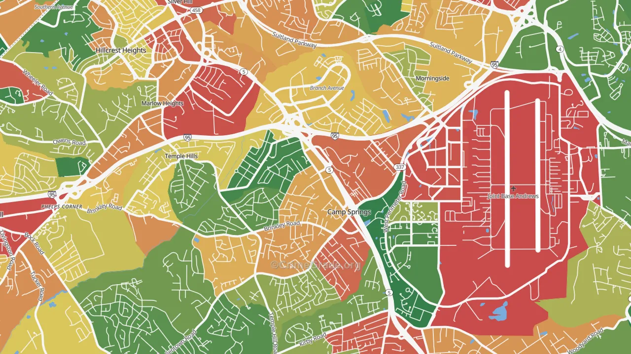 Camp Springs, MD Map of Theft Rates