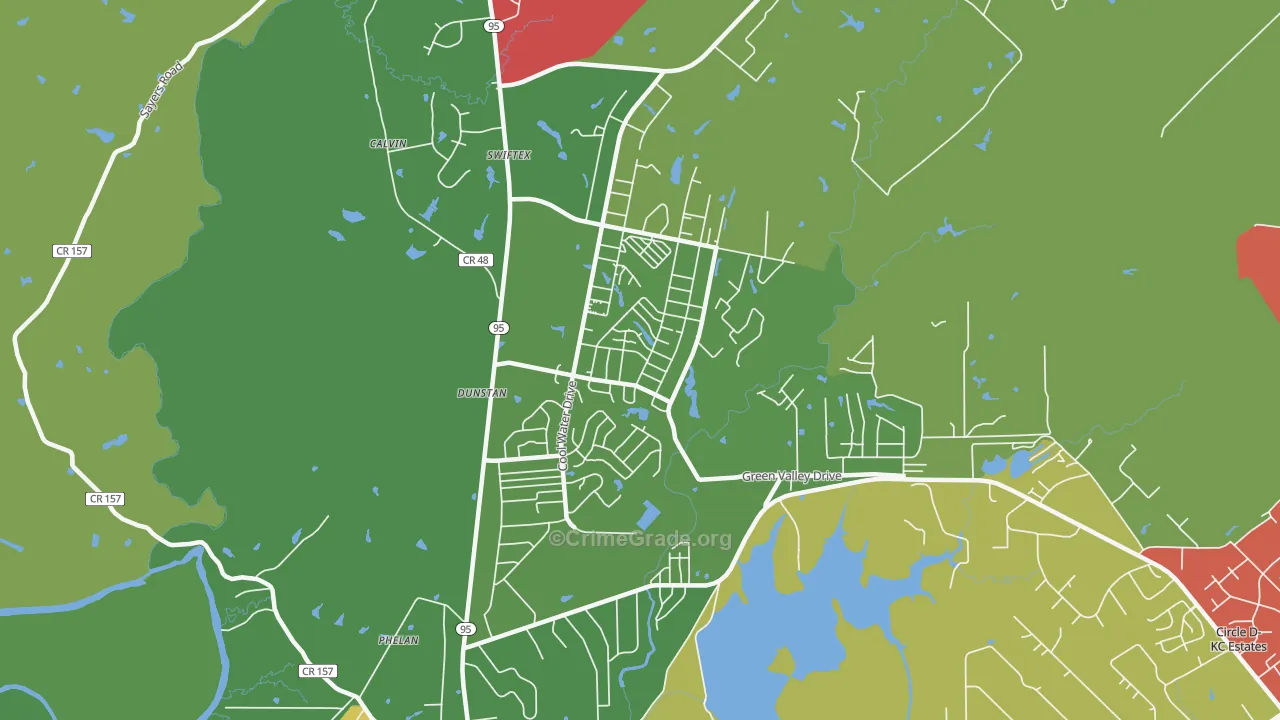 Camp Swift, TX Map of Theft Rates
