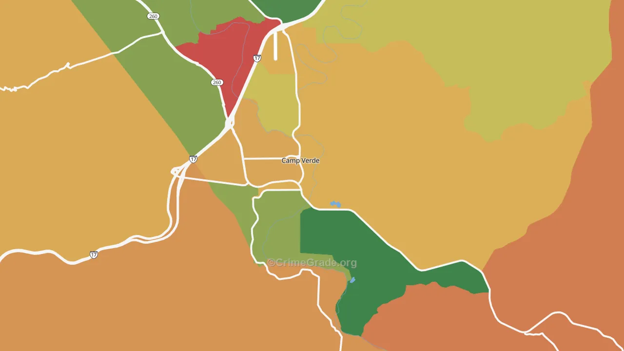Camp Verde, AZ Map of Theft Rates