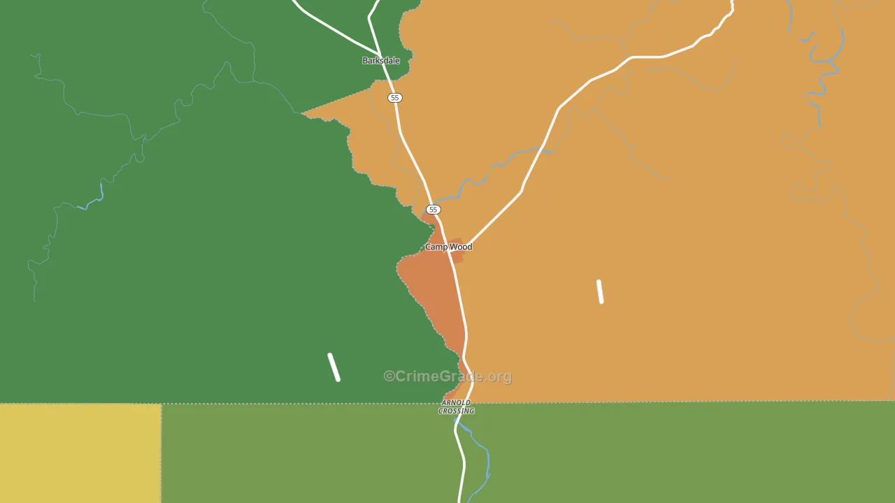 Camp Wood, TX Map of Theft Rates