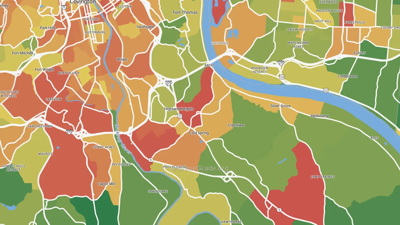 Campbell County, KY Map of Theft Rates