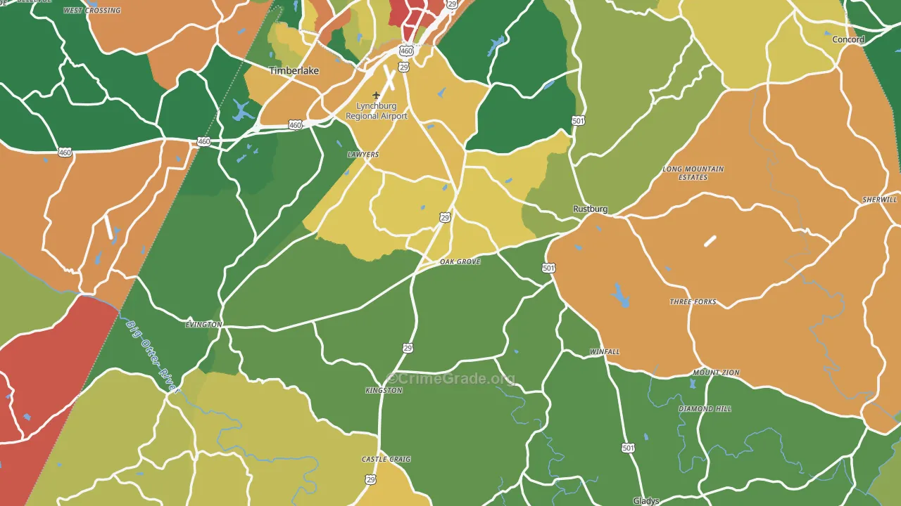 Campbell County, VA Map of Theft Rates