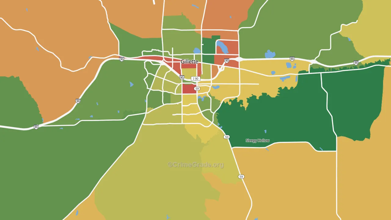 Campbell County, WY Map of Theft Rates