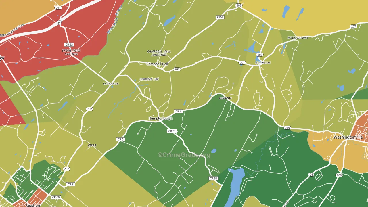 Campbell Hall, NY Map of Theft Rates
