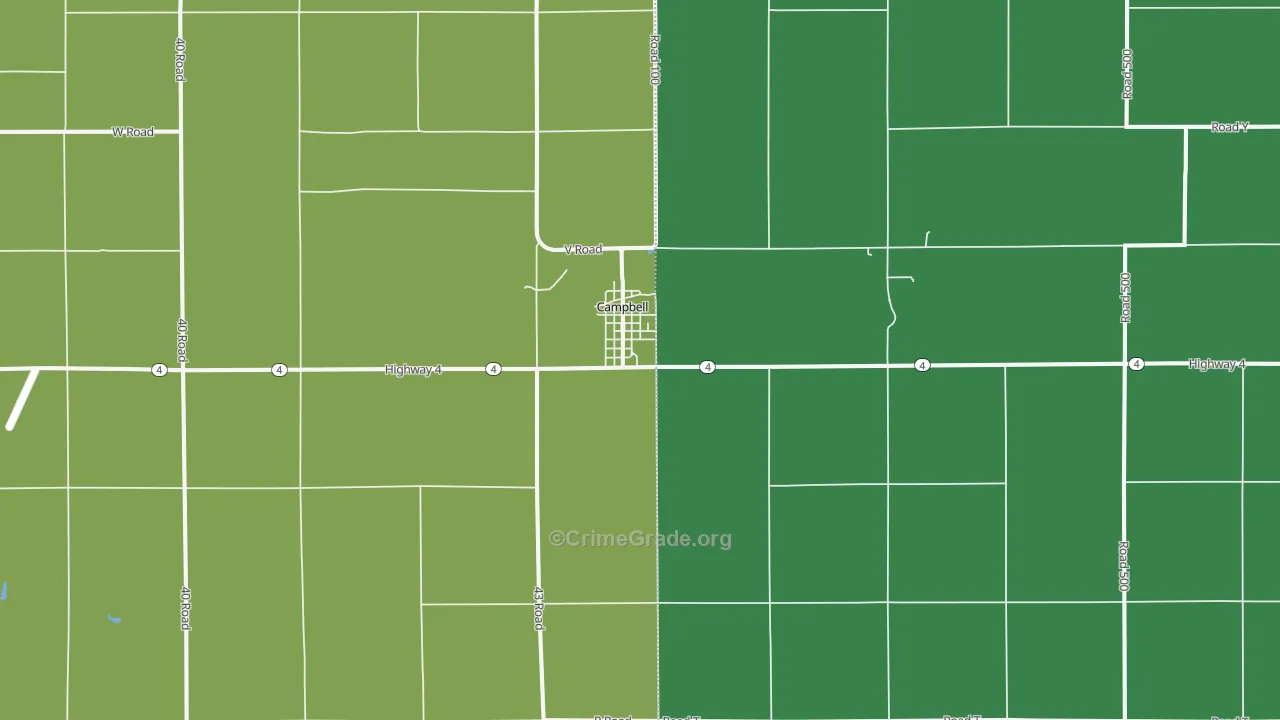 Campbell, NE Map of Theft Rates