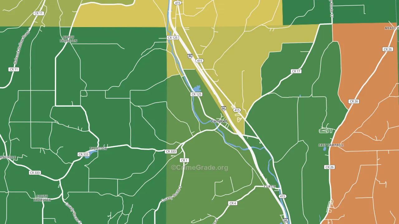 Campbell, NY Map of Theft Rates