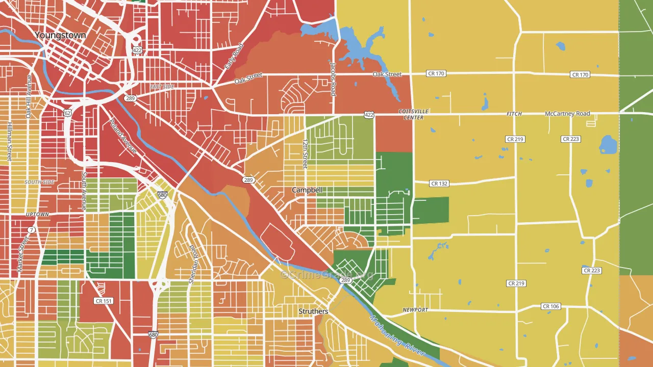 Campbell, OH Map of Theft Rates