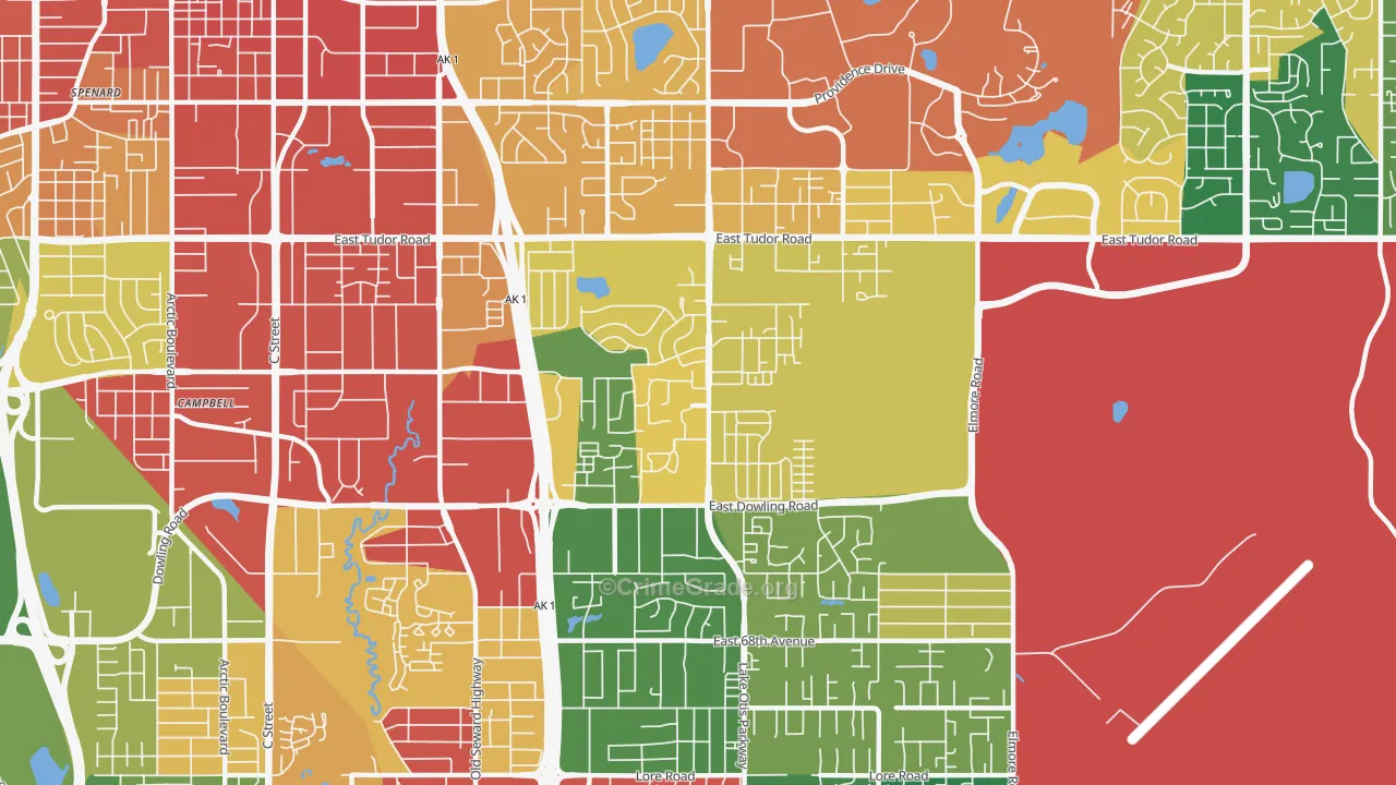 Campbell Park, Anchorage, AK Map of Theft Rates