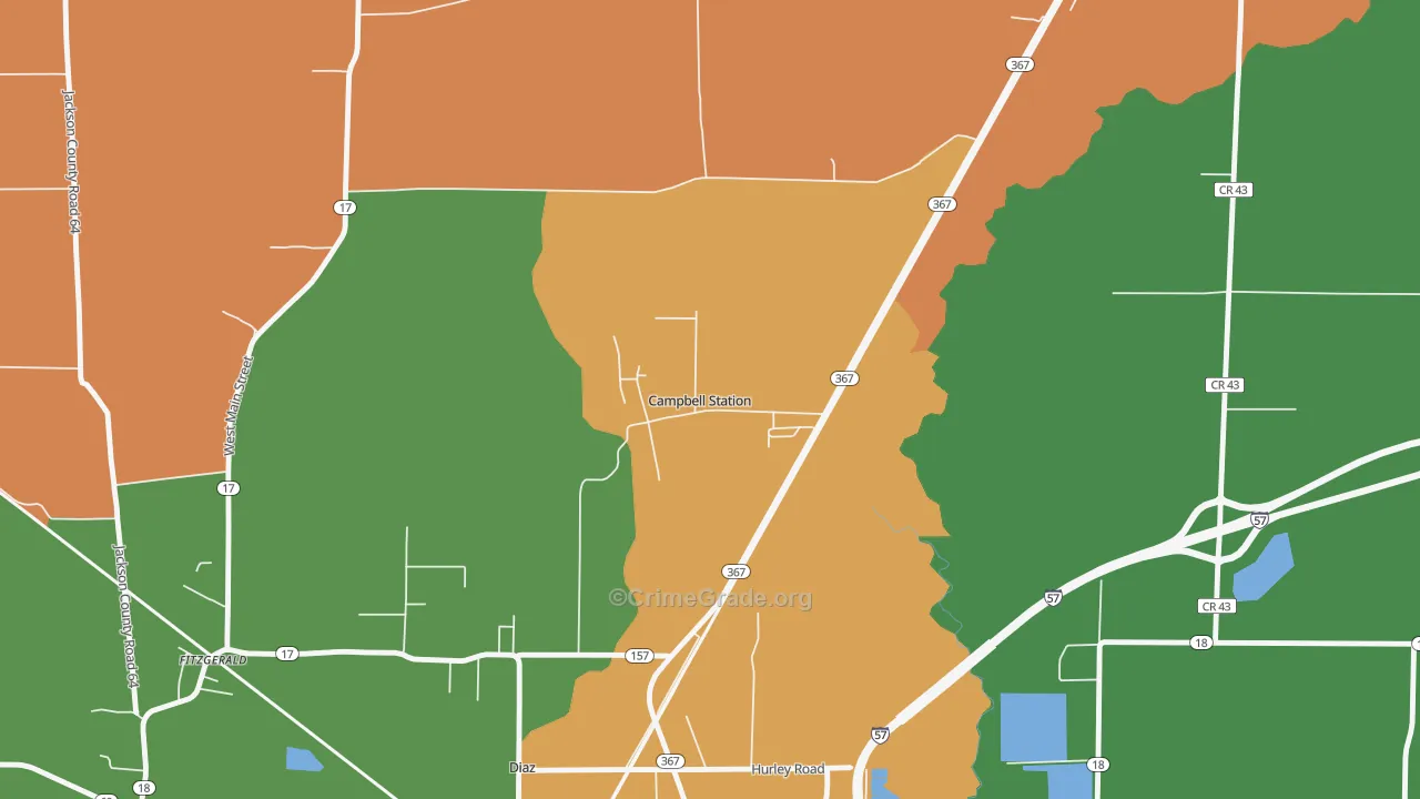 Campbell Station, AR Map of Theft Rates