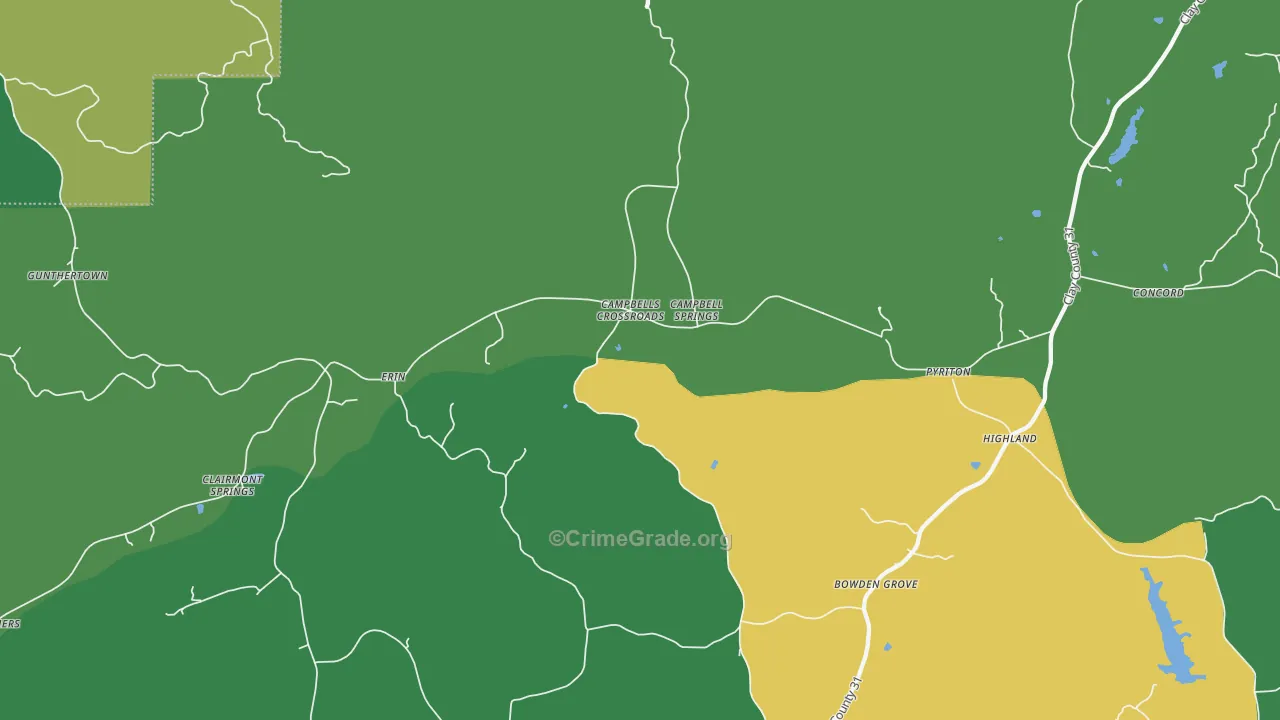 Campbells Crossroads, AL Map of Theft Rates