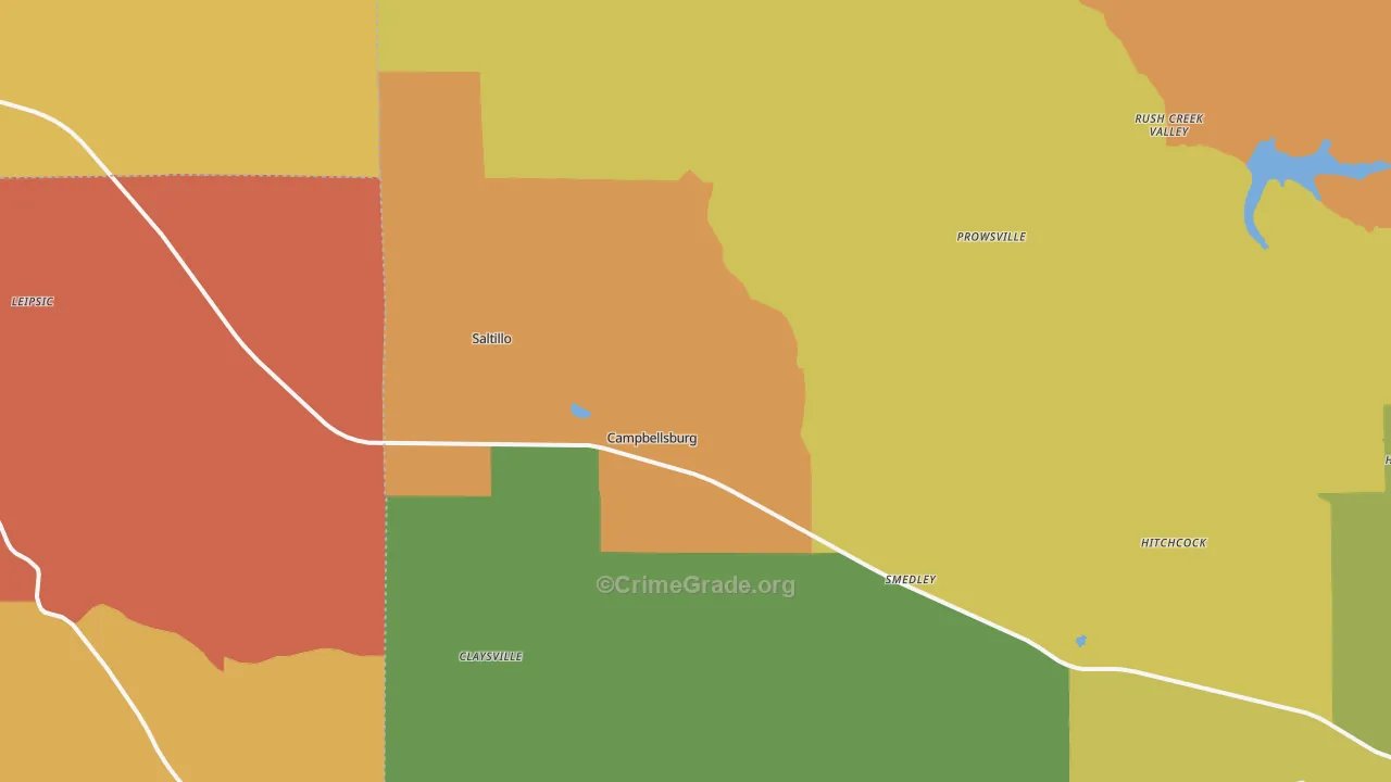 Campbellsburg, IN Map of Theft Rates
