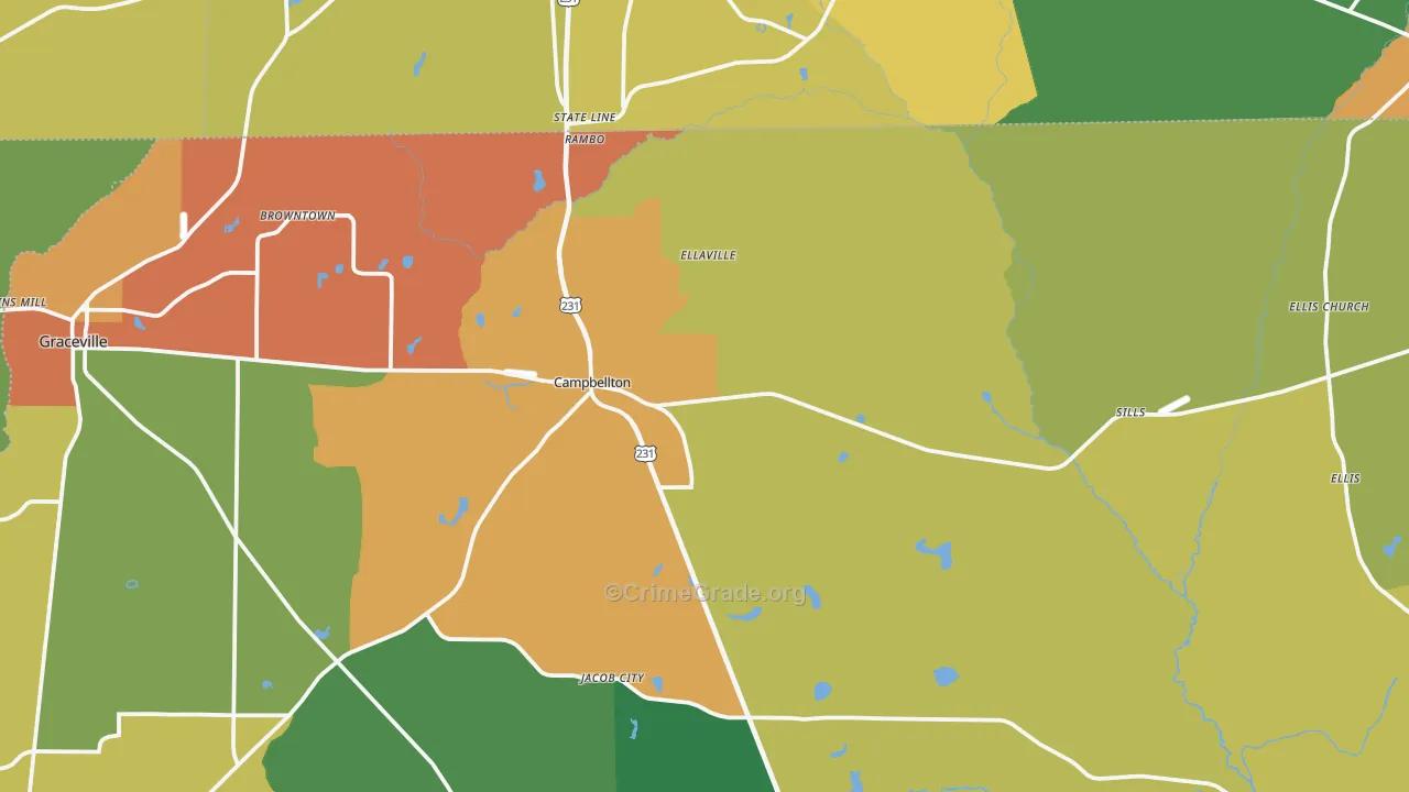 Campbellton, FL Map of Theft Rates