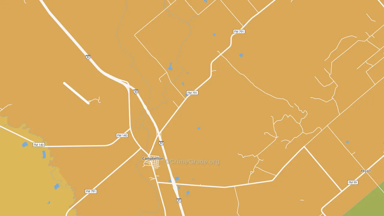 Campbellton, TX Map of Theft Rates
