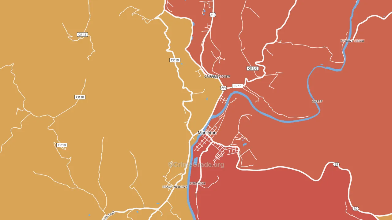 Campbelltown, WV Map of Theft Rates